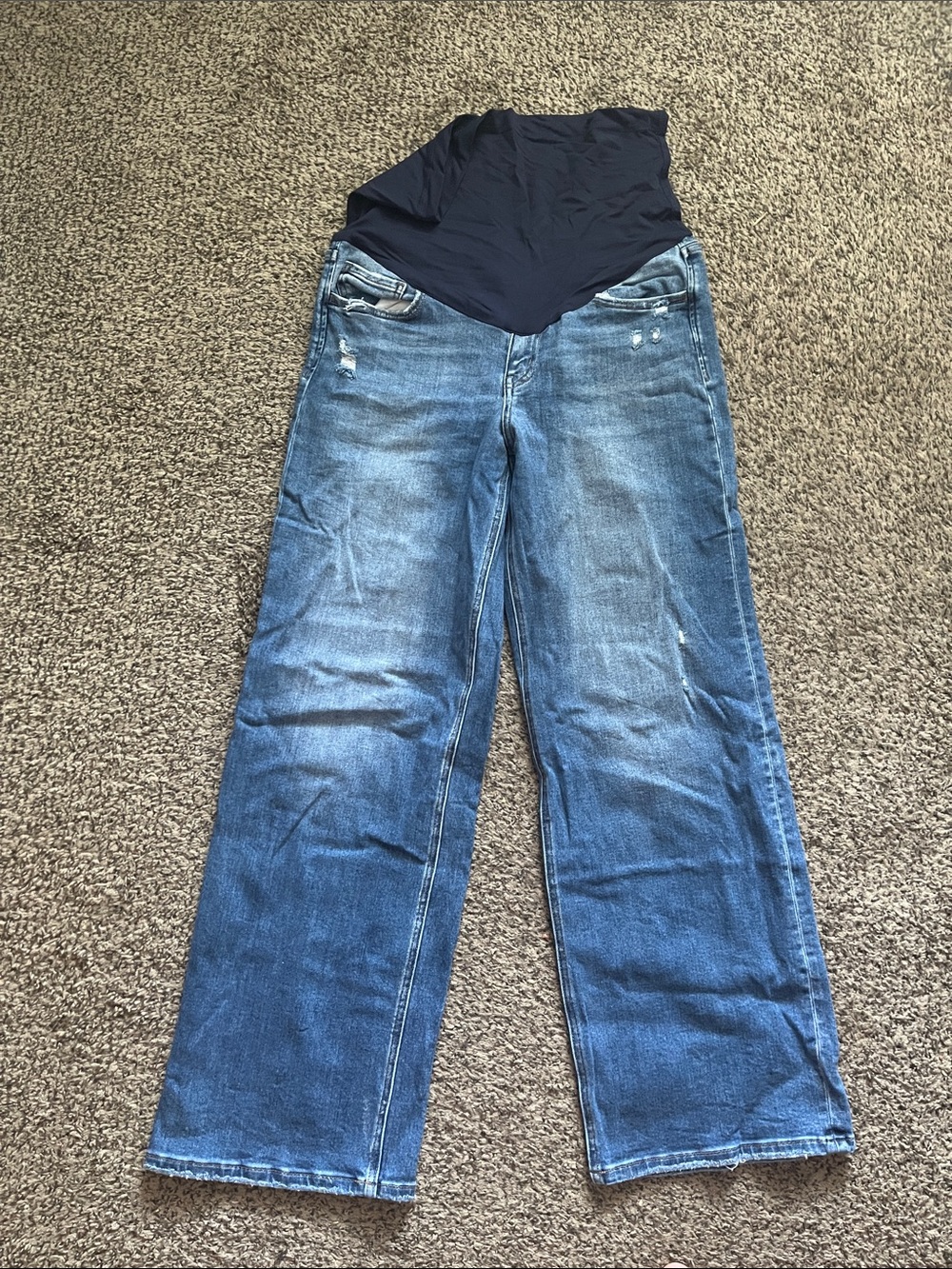 Maternity Wide-Leg Jeans with Stretch Panel - Blue